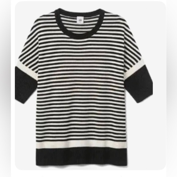 CAbi Sweaters - Cabi Black and White Striped Brunch Pullover (Spring 2025)